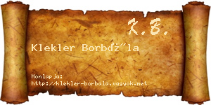 Klekler Borbála névjegykártya